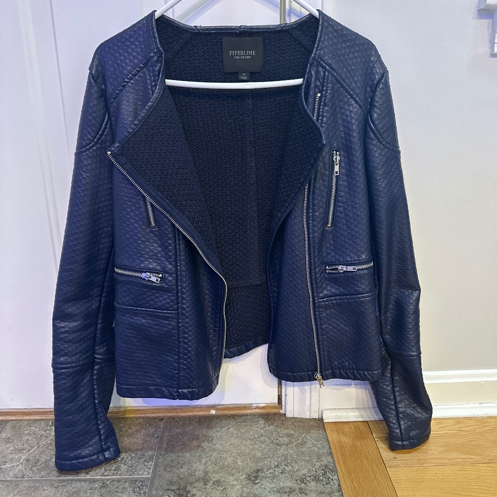 Piperlime Quilted Faux Leather Moto Jacket